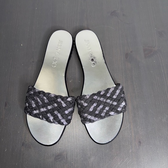 JIMMY CHOO Weave Flat glitter sandals - Picture 3 of 7